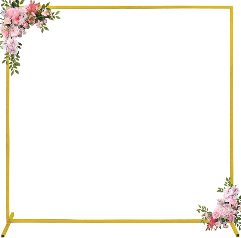 Photo 1 of Metal Arch Backdrop Stand 10FTx10FT Square Wedding Arch Stand Stable Gold Arch Frame Balloon Arch Stand for Wedding Ceremony Birthday Party Bridal Baby Shower Banquet Decoration (Gold)
