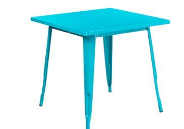 Photo 1 of Flash Furniture Commercial Grade 31.5" Square Crystal Teal-Blue Metal Indoor-Outdoor Table 