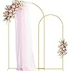 Photo 1 of Putros Metal Arch Backdrop Stand White Wedding Backdrop Stand Set of 2 Square Arch Frame for Birthday Party Graduation Ceremony Decoration Set of 2