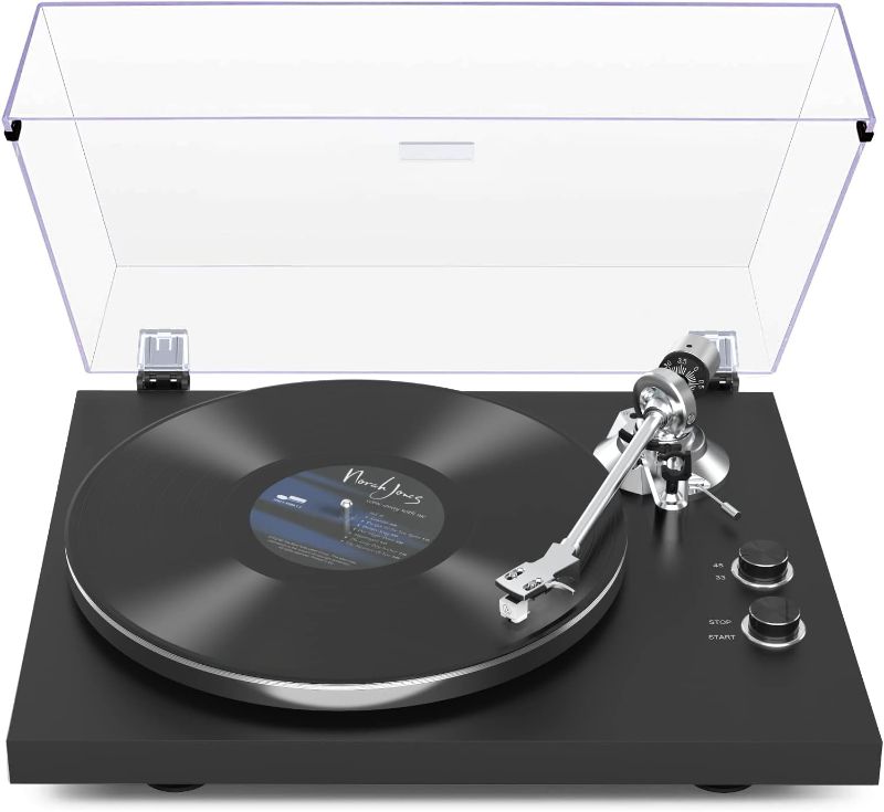 Photo 1 of Belt-Drive Turntable with Wireless Output, 33/45 RPM Speeds, USB Recording, Magnetic Cartridge, and Counterweight
