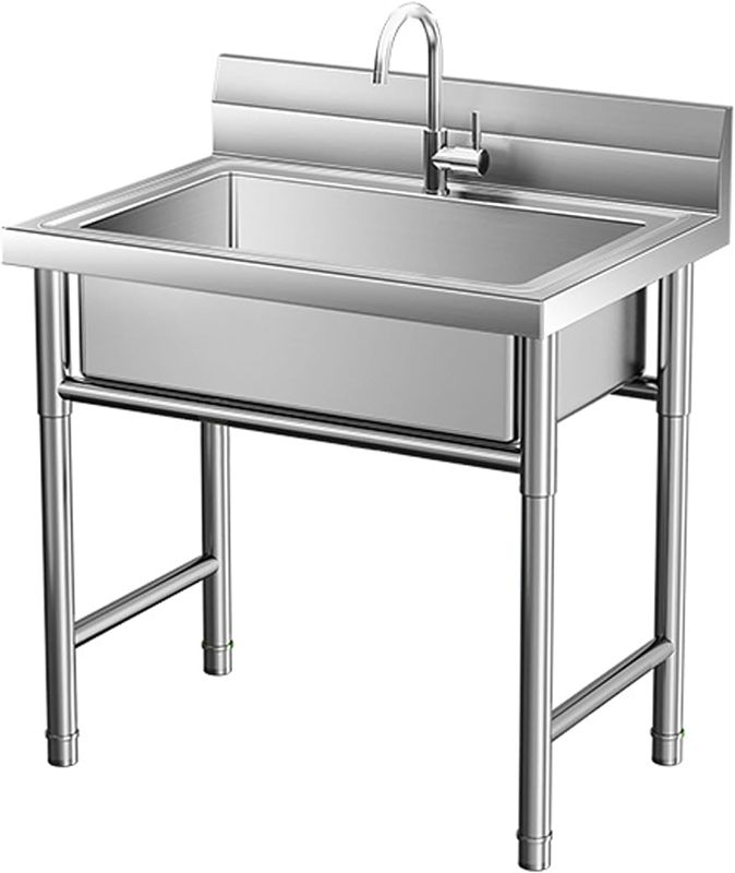 Photo 1 of Stainless Steel Kitchen Sink Portable Outdoor Laundry & Utilit Single Bowl Freestanding Utility Commercial Garage Sinks 35 inch 