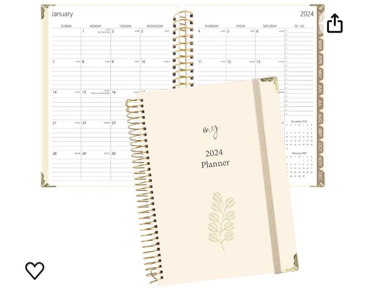 Photo 1 of 2024 Planner - Academic Planner with Tabs, 6.3x8.5 Weekly and Monthly Agenda Planner,Jan.2024-Dec.2024,Spiral Bound,Elastic Closure.
