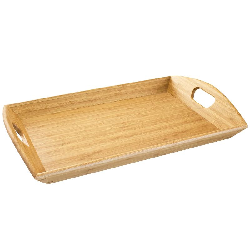 Photo 1 of Totally Bamboo Butler's Serving Tray with Handles, Decorative Tray for Ottoman or Coffee Table, 23" x 15"
