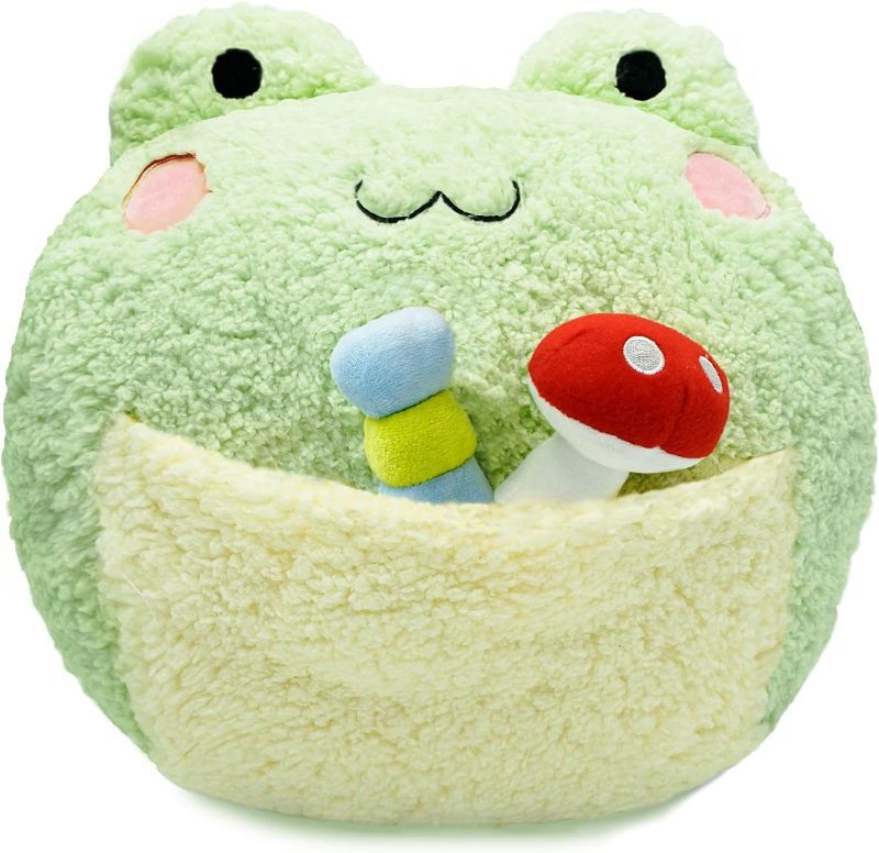 Photo 1 of Onsoyours Cute Frog Plush Toys, Stuffed Animal Frog Plush Pillow with Mushroom and Caterpillar for Kids (Green Frog B)
