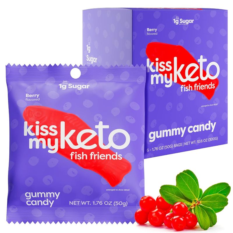 Photo 1 of Kiss My Keto Gummies Candy – Low Carb Candy Gummy Fish, Keto Snack Pack – Healthy Candy Gummys – Vegan Candy, Keto Gummy Candy – Keto Candy Gummies (6-pack) 4 PACK
