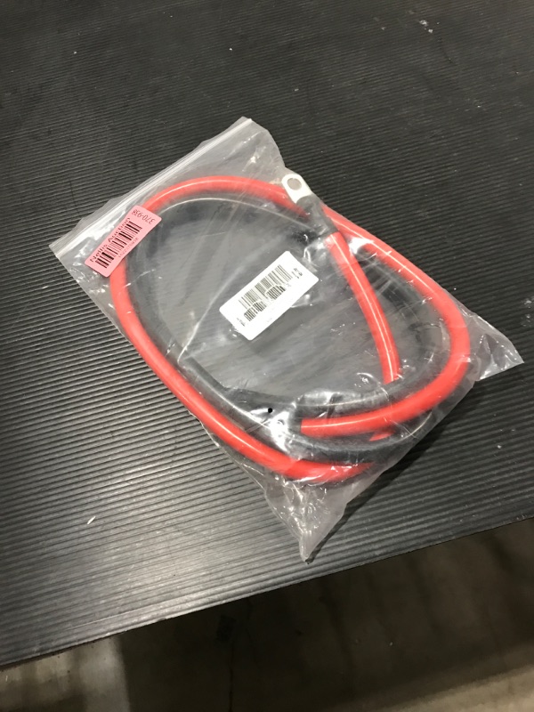 Photo 1 of 2 AWG Battery Cable 2AWG Gauge Battery Inverter Cables with 3/8 in Lugs Pure Copper Power Inverter Wire Set for Solar Marine Boat RV Car Motorcycle 2pcs (3FT)