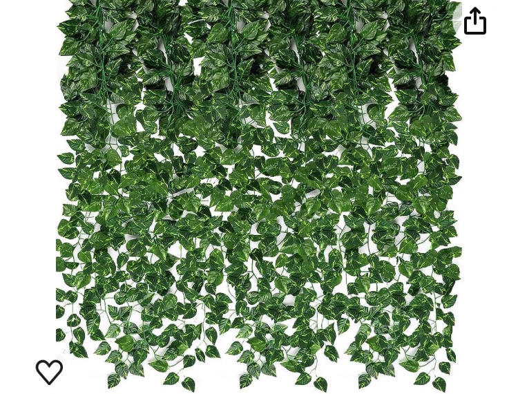 Photo 1 of CEWOR 24 Pack 173ft Artificial Ivy Greenery Garland, Fake Vines Hanging Plants Backdrop for Room Bedroom Wall Decor, Green Leaves for Jungle Theme Party Wedding Decoration