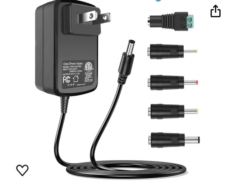 Photo 1 of 100V-240V to 24V 1A AC/DC Switching Power Supply Adapter with 5 Selectable Adapter Plugs