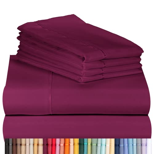 Photo 1 of LuxClub Bed Sheet Set Deep Pockets 18 Eco Friendly Wrinkle Free Sheets Machine Washable Hotel Bedding Silky Soft, Purple, Twin
