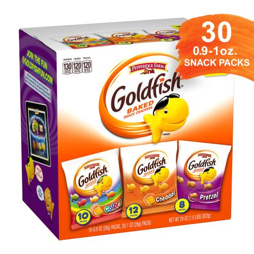 Photo 1 of Goldfish Crackers Big Smiles with Cheddar Colors and Pretzel Crackers Snack Pack 30 CT Variety Pack Box
