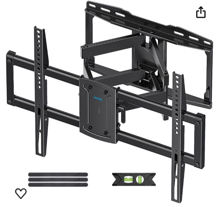 Photo 1 of UL Listed Full Motion TV Wall Mount Bracket for Most 37-86 inch TVs, Swivel Tilt Extension Level TV Mount, Max VESA 600x400mm, Holds up to 132lbs & 16" Wood Studs with Hole Drilling Template