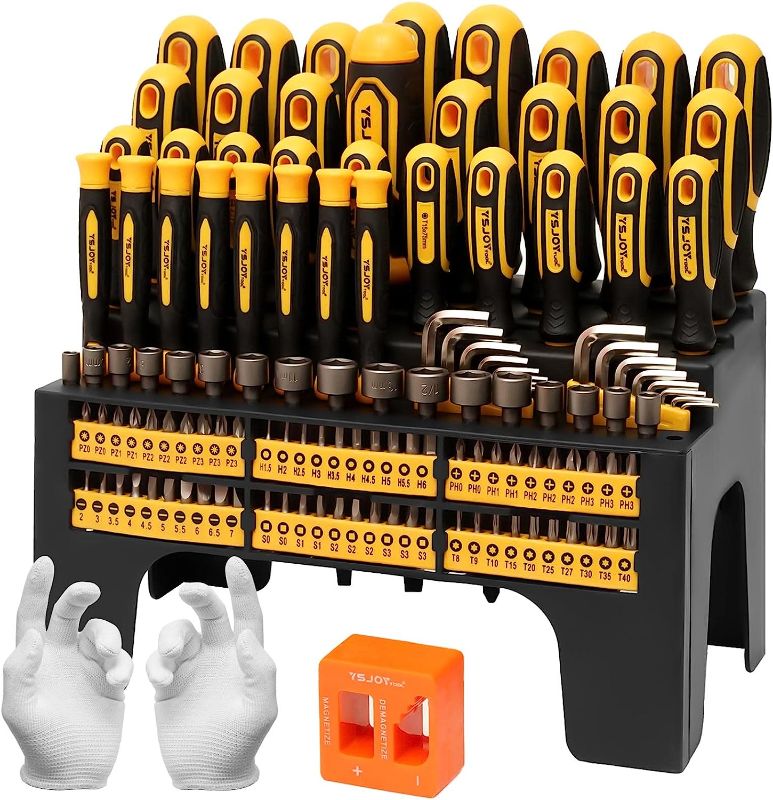 Photo 1 of 131-Piece Magnetic Screwdriver Set with Plastic Ranking, Includes Precision screwdriver and Pick & Hook, Ratchet Driver and Hex key, DIY Tools for Men Tools Gift

