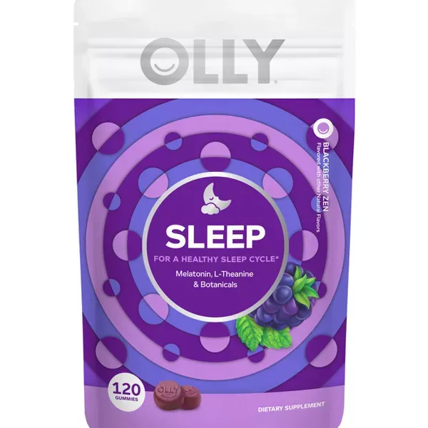 Photo 1 of OLLY Sleep Gummy, Occasional Sleep Support, 3 mg Melatonin, L-Theanine, Chamomile, Lemon Balm, Sleep Aid, BlackBerry, 120 Count--- exp 4-2025