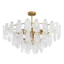 Photo 1 of 12-Light Gold Modern Crystal Chandelier, 3-Layers Ceiling Light for Living Room, Bulbs Included

