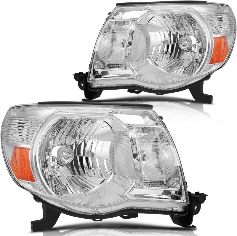 Photo 1 of ECCPP Headlight Assembly Pair For Toyota Tacoma 2005-2011 Chrome Housing Amber Reflector Clear Lens Driver and Passenger Side Headlamps