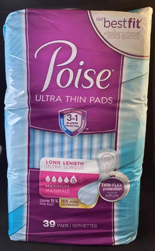 Photo 1 of Poise Ultra Thin-Shape Incontinence Long Pads, Level 5 -39ct 2 pack 