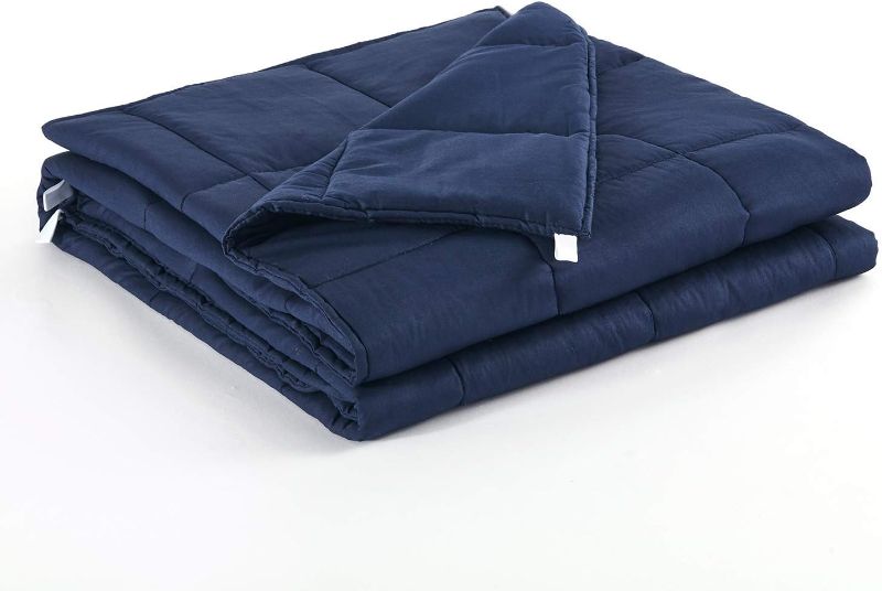 Photo 1 of King Size Weighted Blanket | 80''x90'',25lbs | for Single or Double | Premium Cotton Material with Glass Beads | Navy
