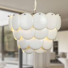 Photo 1 of wansi shine depuly Modern Pendant Light Fixture with Ceramics Lampshade Adjustable Height Chandelier for Living Room Bedroom, Included 