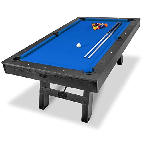 Photo 1 of GoSports 7 Ft Pool Table with Rustic Black Wood Finish  - Blue
