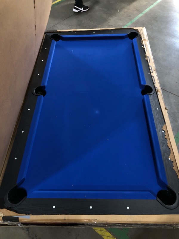 Photo 2 of GoSports 7 Ft Pool Table with Rustic Black Wood Finish  - Blue