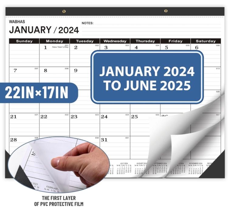 Photo 1 of (3 pack) 2024 Desk Calendar Large 22x17" Runs From January 2024-June 2025 (Black)