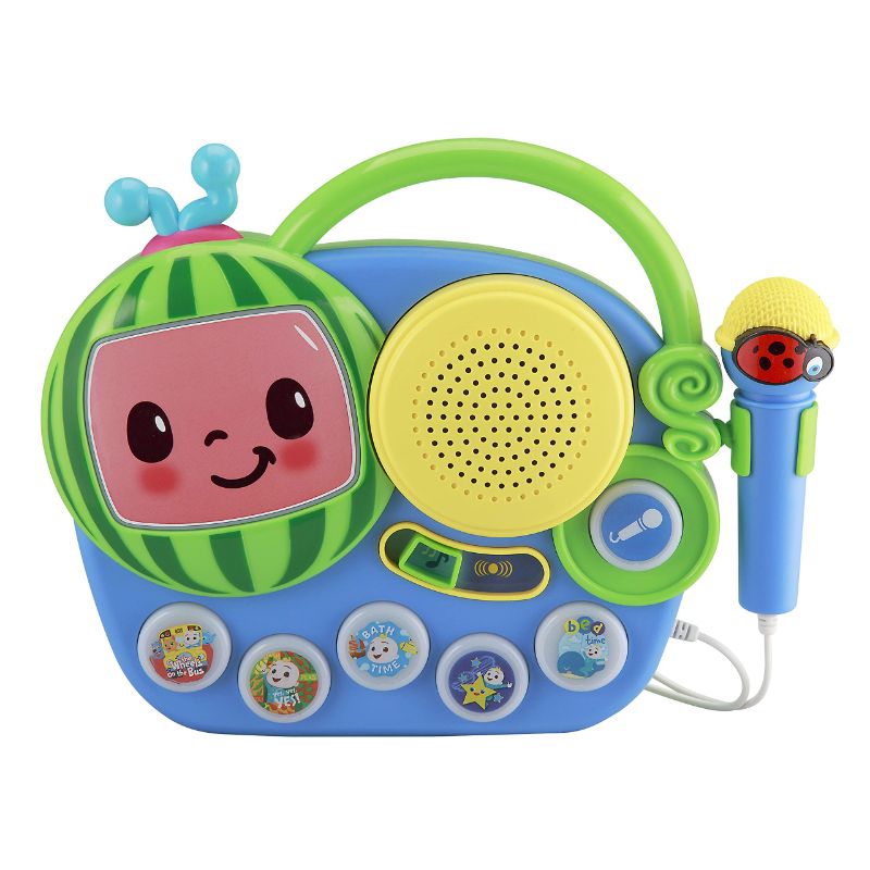 Photo 1 of eKids Auxiliary Cocomelon Toy Sing Along Boombox with Microphone for Toddlers