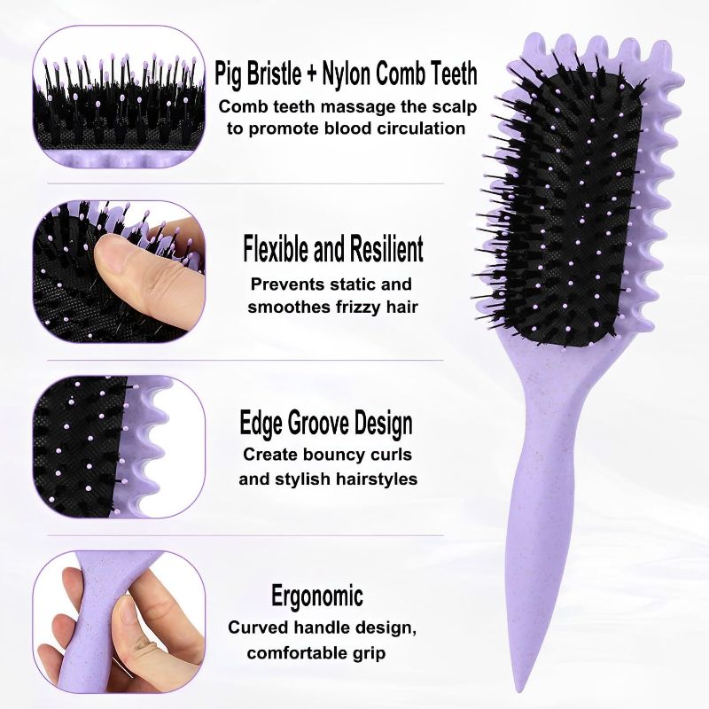 Photo 1 of Curl Defining Brush, Curly Hair Brush Curl Brush for Curly Hair (Deep Purple)