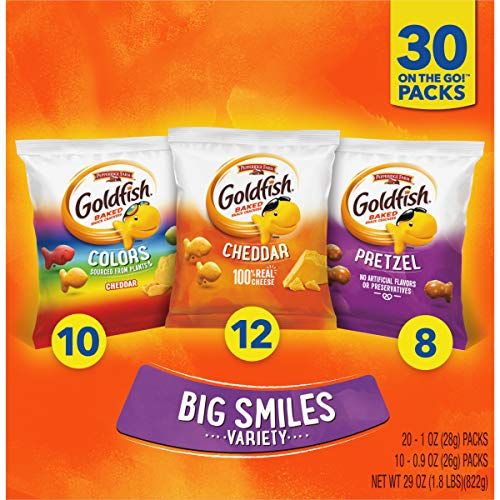 Photo 1 of Pepperidge Farm Goldfish Crackers Big Smiles Variety Pack Box, 30-count Snack Packs (Best By 09-2024)