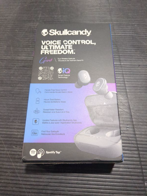 Photo 2 of Skullcandy Grind In-Ear Wireless Earbuds, 40 Hr Battery, Skull-iQ, Alexa Enabled, Microphone, Works with iPhone Android and Bluetooth Devices - Chill Grey Chill Grey Grind