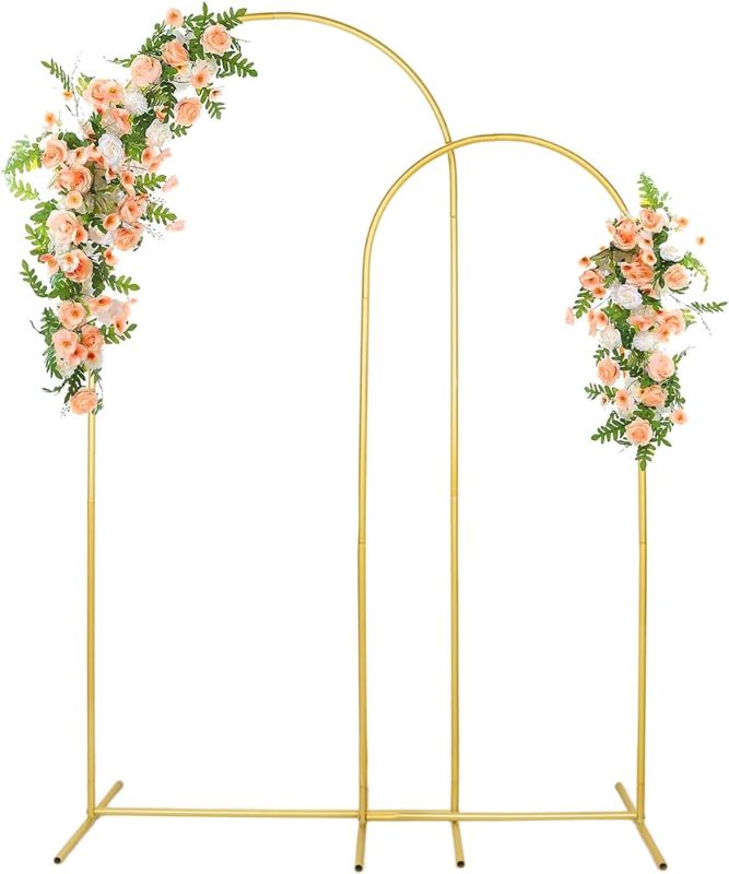 Photo 1 of Balloon Arch Stand Floral Arch Set of 2, Gold Metal Arch Backdrop (Floral decor not included)