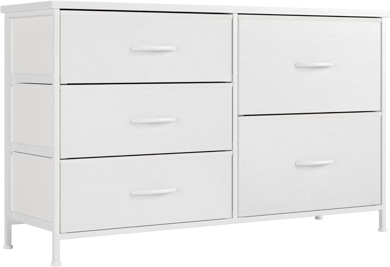Photo 1 of Nicehill Dresser for Bedroom with 5 Drawers, Storage Drawer Organizer Fabric Drawers (White)