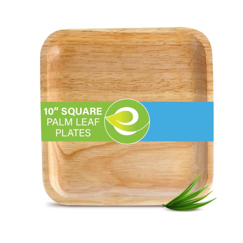 Photo 1 of 25 pc ECO SOUL 100% Compostable, Biodegradable, Disposable Palm Leaf Plates (10", Square) 