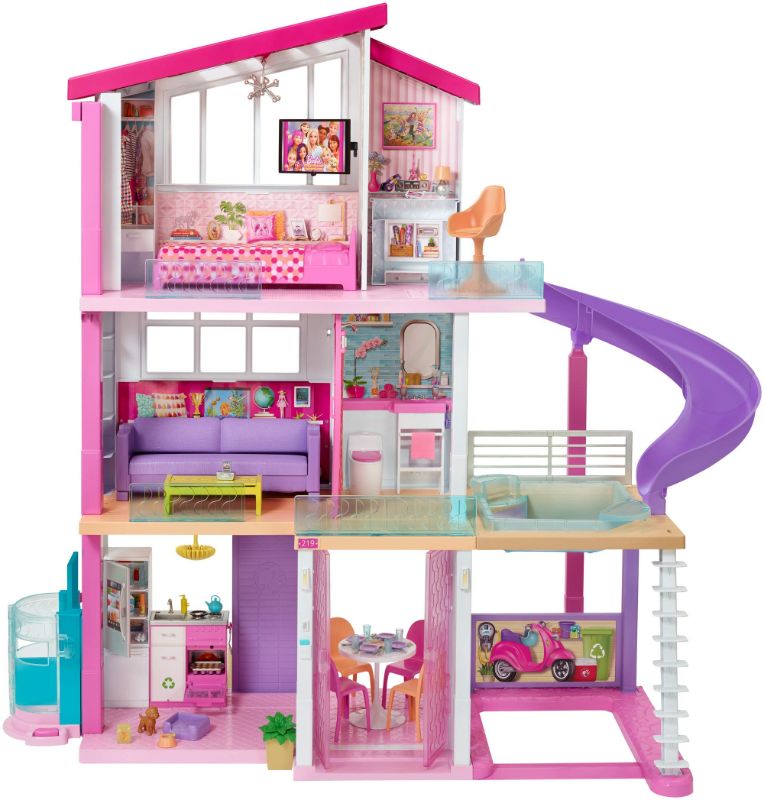 Photo 1 of Barbie Dreamhouse Dollhouse with Pool, Slide and Elevator, Plus Lights, Sounds and 70+ Total Accessories