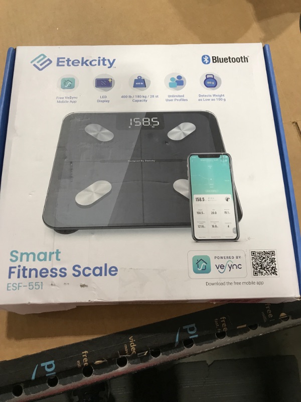 Photo 2 of Etekcity Scale for Body Weight and Fat Percentage, Smart Accurate Digital Bathroom Body Composition Bluetooth Weighing Machine for People's BMI, Million-User App Offers Diet & Exercise Plan, 400lb Advanced Black