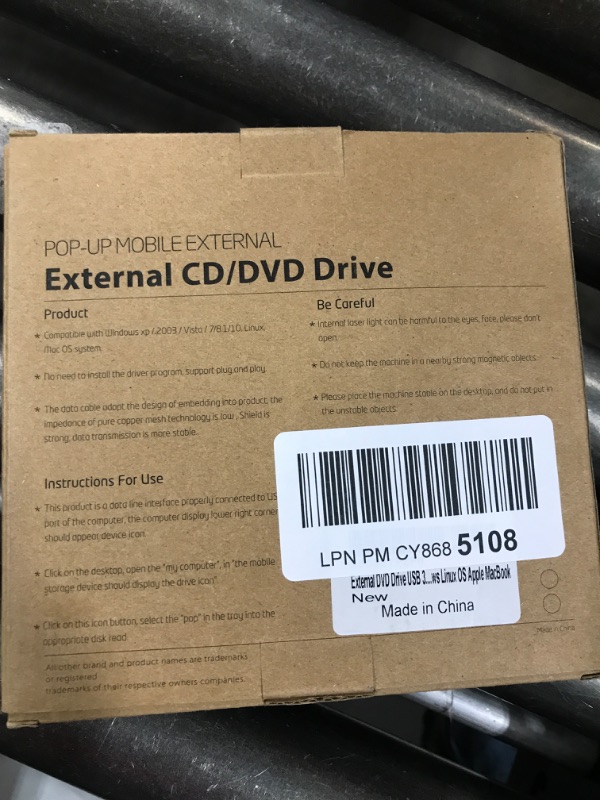 Photo 1 of External CD/DVD Drive for Laptop, USB 3.0 Portable DVD CD+/-RW Drive Slim DVD/CD ROM Rewriter Burner Writer, High Speed Data Transfer Pro Desktop
