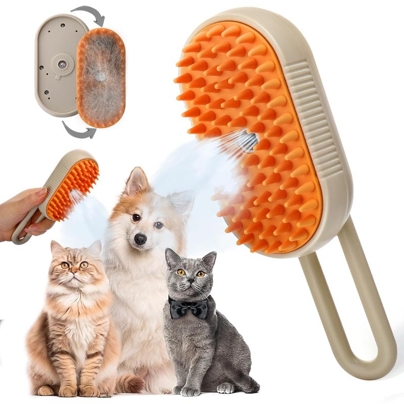 Photo 1 of Cadeya Cat Steam Brush, 3 In1 Cat Steamy Brush, Self Cleaning Spray Comb for Cats Massage Shedding, Rechargeable Steaming Cat Grooming Brush for Removing Tangled and Loose Hair (Brown)
