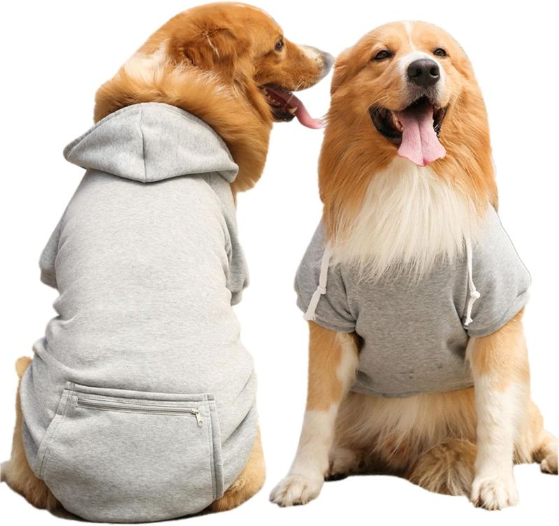 Photo 1 of Dog Hoodie Pet Clothes Dog Hoodies with Pocket Basic Hoodie Sweater for Small Medium Large Dogs Grey 4XL
