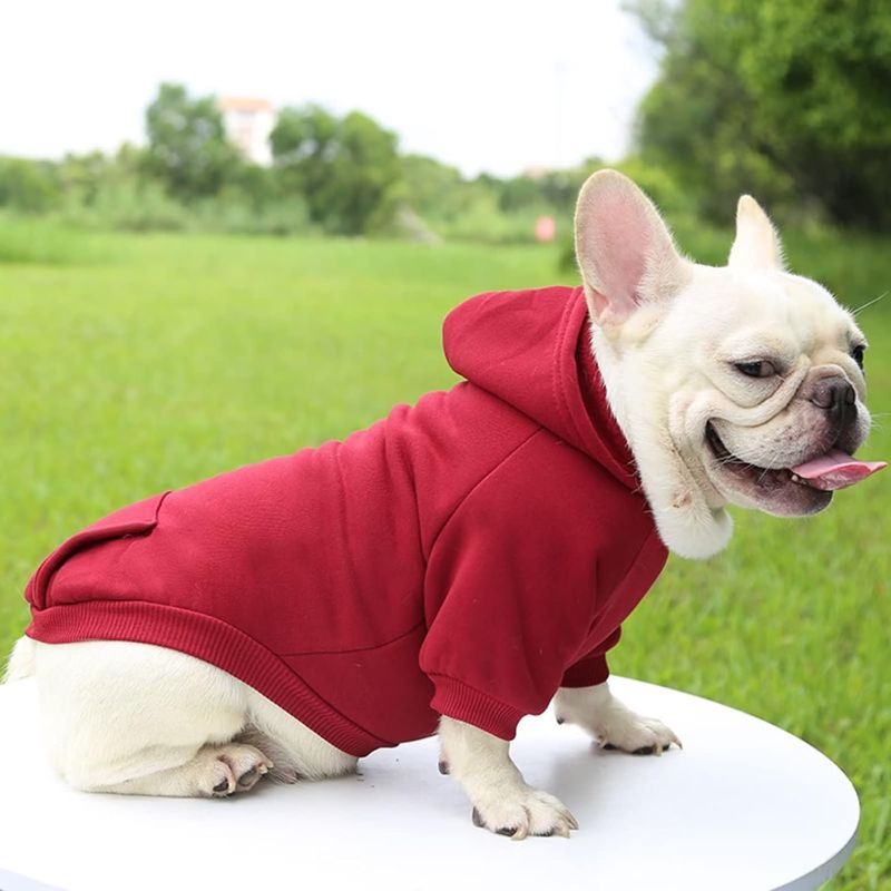 Photo 1 of Dog Hoodie with Pocket Pet Warm Sweater for Small Dogs Puppy Coat Red S
