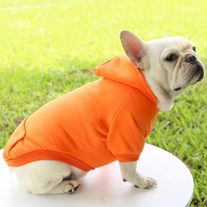 Photo 1 of Dog Hoodie with Pocket Pet Warm Sweater for Small Dogs Puppy Coat Orange 2X
