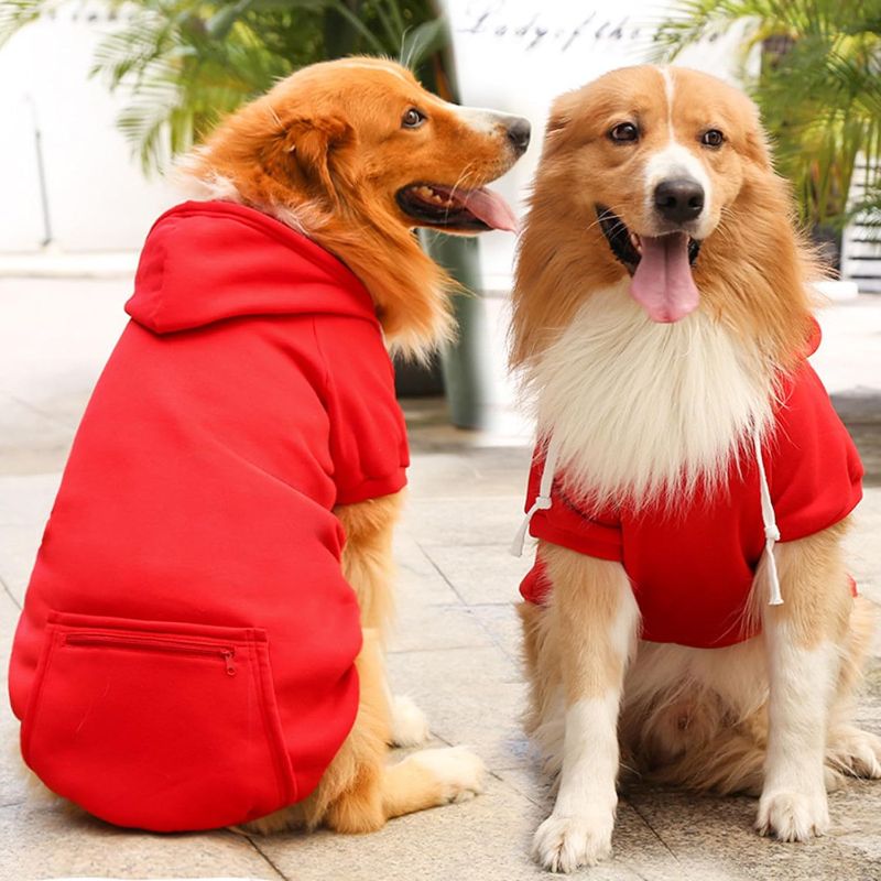 Photo 1 of Dog Hoodie Pet Clothes Dog Hoodies with Pocket Basic Hoodie Sweater for Small Medium Large Dogs Red XS
