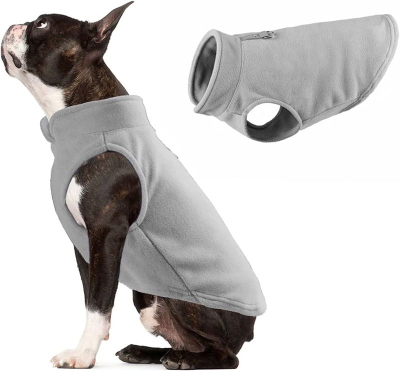 Photo 1 of Dog Fleece Vest Jacket Pet Dogs Clothes Warm for Small Dogs Grey XL 