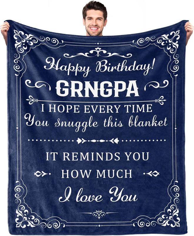 Photo 1 of Novifaly Happy Birthday Gifts for Grandpa Birthday Gifts Ideas for Grandpa from Granddaughter Birthday Decorations for Grandpa from Grandson Happy Birthday to Grandpa Throw Blankets 50x60 Inches