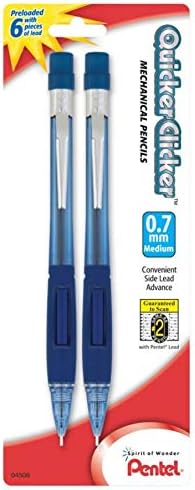 Photo 1 of Pentel Quicker Clicker Automatic Pencils, 0.7mm, Transparent Blue Barrel and Purple Barrel, Pack of 2 Pencils (PD347BP2-K6)
