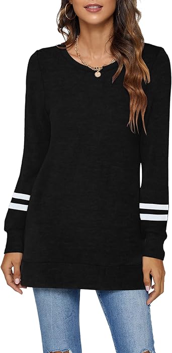 Photo 1 of AUSELILY Long Sweatshirts for Women Side Split Womens Tunic Sweatshirts Medium