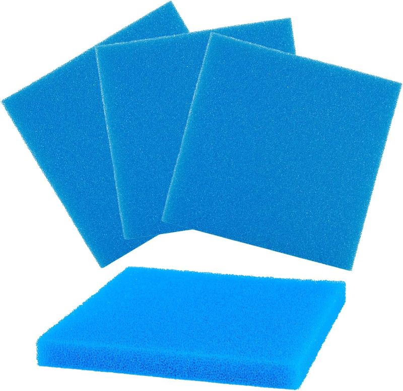 Photo 1 of SHUNTING Filter Foam Sponges,Filter Media Pad,Filter Sponge, Cut-to-Size Foam(4 Pack) for Aquarium Fish Tank 9.8"x9.8"x1" (25ppi, Blue) 