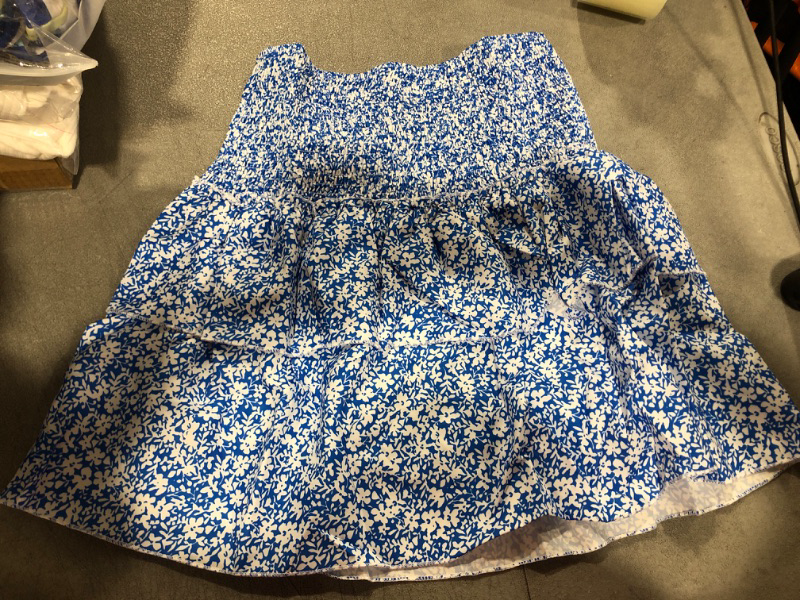 Photo 1 of OPOIPIN Women's Smocked High Waisted Ruffle Hem Summer Tiered Short Mini Skirt XL 