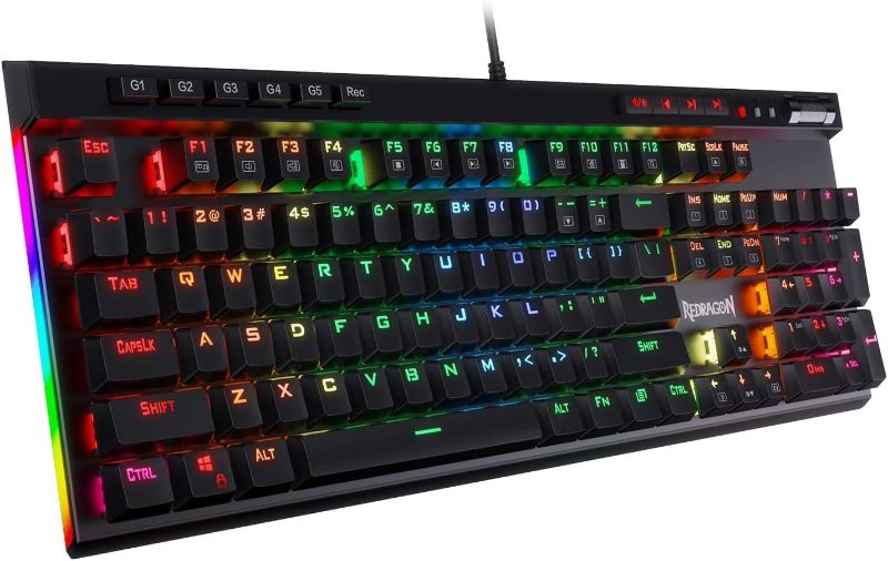 Photo 1 of Redragon K580 VATA RGB LED Backlit Mechanical Gaming Keyboard with Macro Keys & Dedicated Media Controls, Hot-Swappable Socket, Onboard Macro Recording (Brown Switches) 