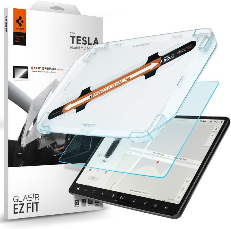 Photo 1 of Spigen Tempered Glass Screen Protector [GlasTR EZ FIT] Designed for Tesla Model 3 (2023-2017), Tesla Model Y (2024-2020) 15 inch Dashboard Touchscreen - Matte/Anti Fingerprint
