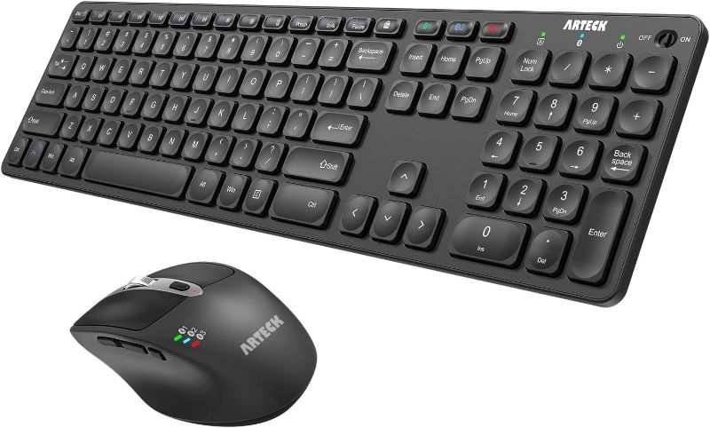 Photo 1 of Arteck Universal Multi-Device Bluetooth Keyboard and Mouse Full Size Wireless Bluetooth Keyboard and Ergonomic Mouse Set for Windows, iOS, Android, Computer Desktop PC Laptop iPad Tablet Smartphone 