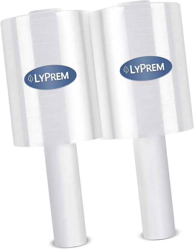 Photo 1 of LyPrem Industrial Stretch Wrap 5"x1000'Roll with Handle 80 Gauge Extra Thick Durable Self-Adhering Plastic Wrap for Pallet Wrap Moving Supplies Industrial Strength Heavy Duty Shrink Film(2 Pack) 